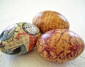 Old World Travel Decoupage Easter Eggs sepia caramel tan newsprint