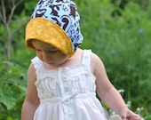 UB2 TERRA SOLIEL golden sun & cheery blue skies celebrate spring on this adorable sun hat by The Urban Baby Bonnet-- size extra large