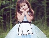 ALICE IN WONDERLAND dress retro  Apron tutu dress for girls fun for special occasion or tea party handmade costume
