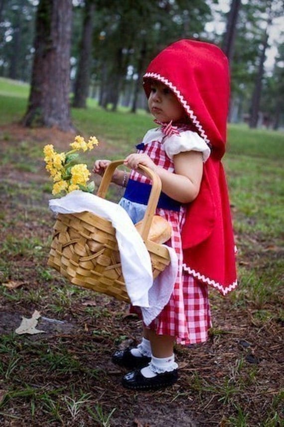 Halloween Costume Little Red Riding Hood dress red gingham retro apron dress costume for girls and toddlers