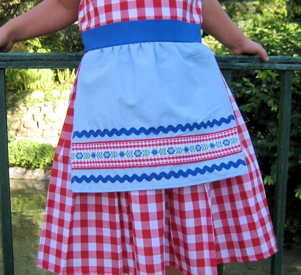 Halloween Costume Little Red Riding Hood dress red gingham retro apron dress costume for girls and toddlers