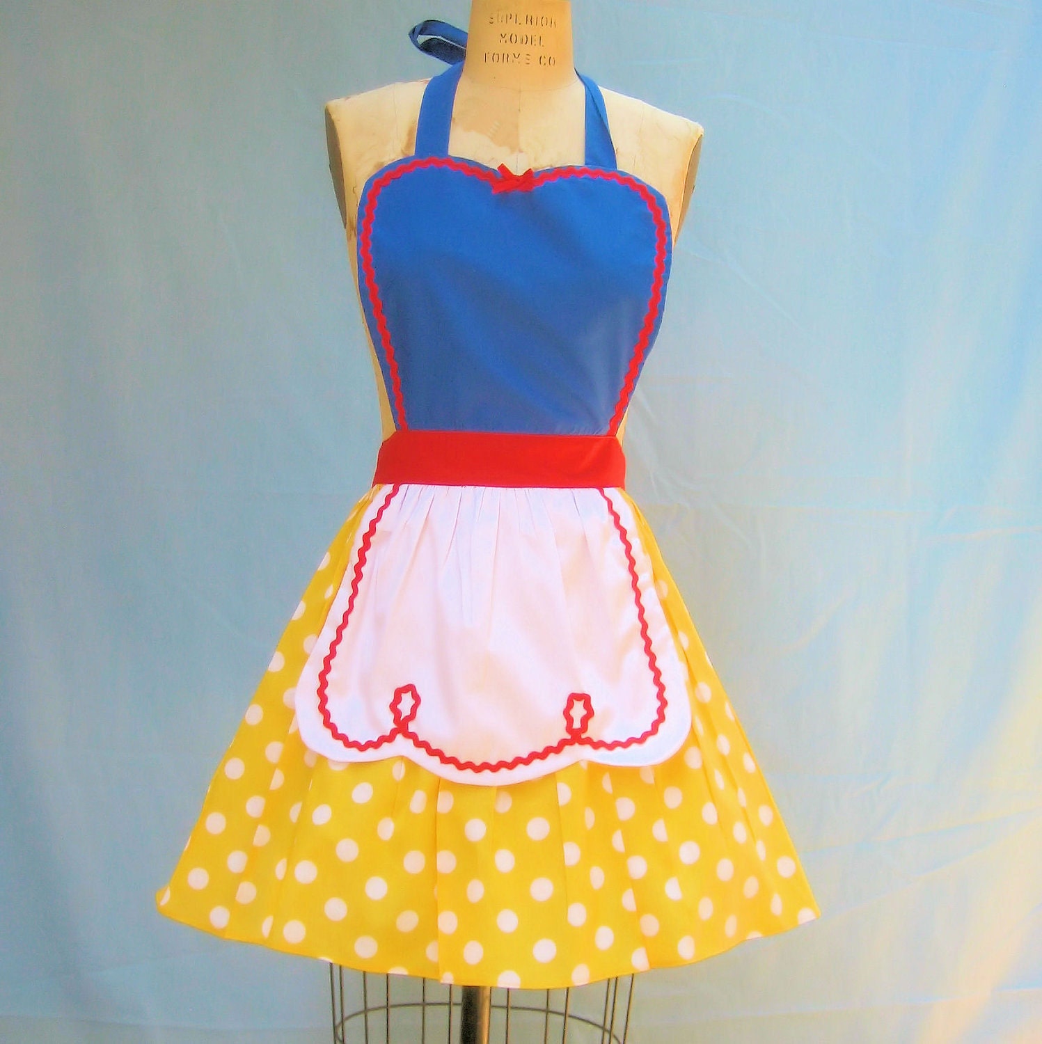 retro apron SNOW WHITE inspired retro APRON womens full costume aprons