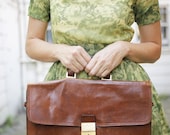 Vintage Brown Leather Briefcase Satchel Bag Attache Case
