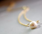 Creamy white freshwater pearl & 14kt gold fill delicate necklace