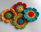 Crochet Applique Motifs - Rainbow Shades
