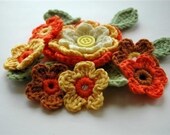 Yellow and Orange Crochet Applique Set
