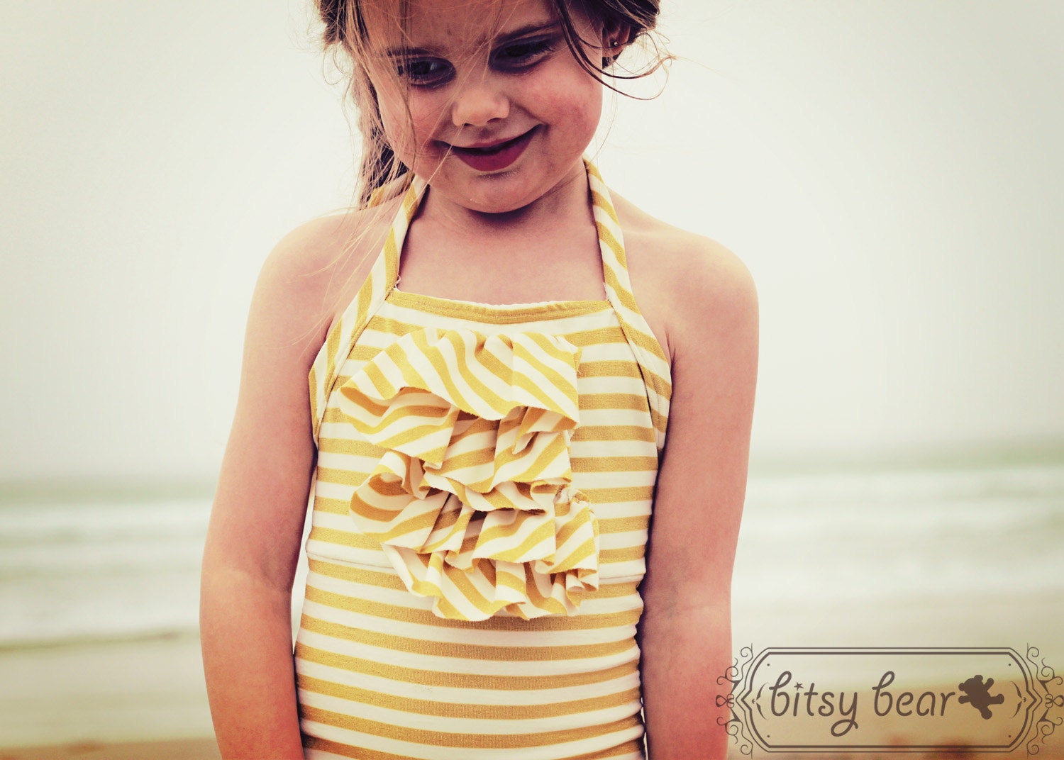 Golden Halter Swimsuit for toddler and girl