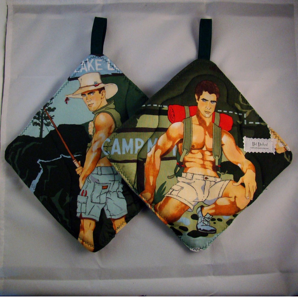 Hot Dishes - Shirtless Outdoorsmen Pot Holders