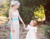 Ivory Heirloom Satin Flower Girl Dress with Sleeves sizes (12m-4T)