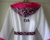 Child Robes-Personalized-Bathrobes-Children-Zebra-Prints-Rocker-Girl-Beach-Bath-Pool-Hooded Terry Cover Up-Sizes Baby up to Child 2-6-Kids