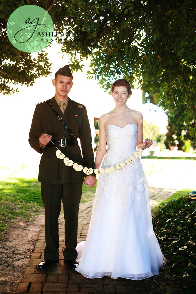 Thank You Wedding Photo Prop Wood Heart Banner - Item 1214
