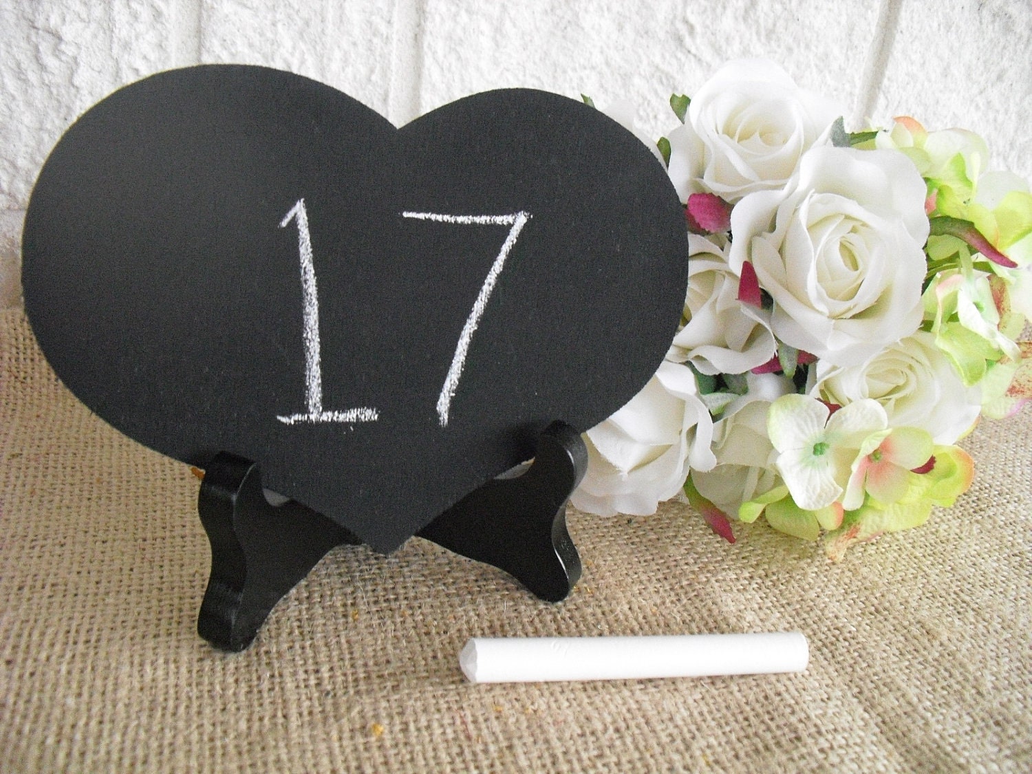 Chalkboard with Easel - ONE SMALL Chalkboard Heart with EASEL for table numbers and signs - Item 1096