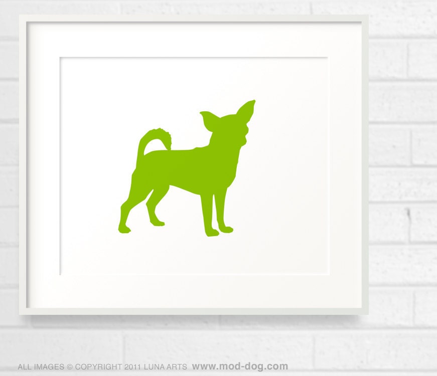 Mod Chihuahua Fine Art Print - Color Silhouette on White Background - 8x10