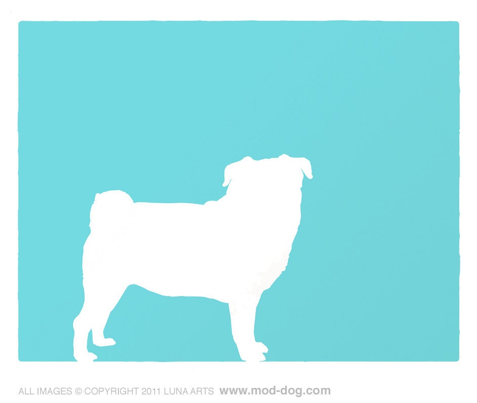 Mod Pug Dog Silhouette Fine Art Print - 8x10