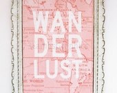 Wanderlust - 5 x 7 Travel-Themed World Map Print in Reddish Orange
