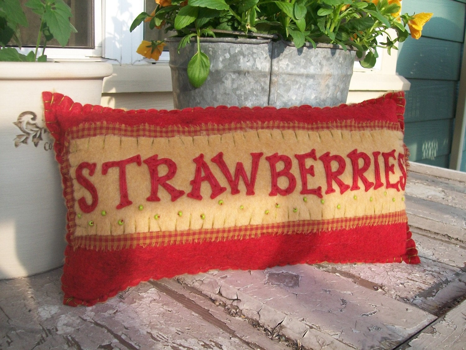 Vintage Style Strawberry Pillow