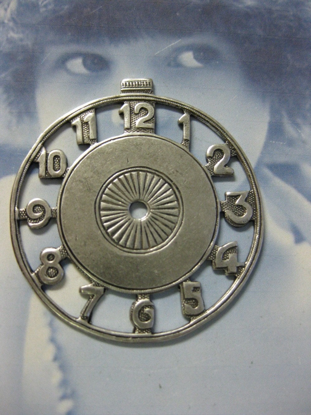 Silver Ox Plated Large Metal Watch Face 715SOX x1