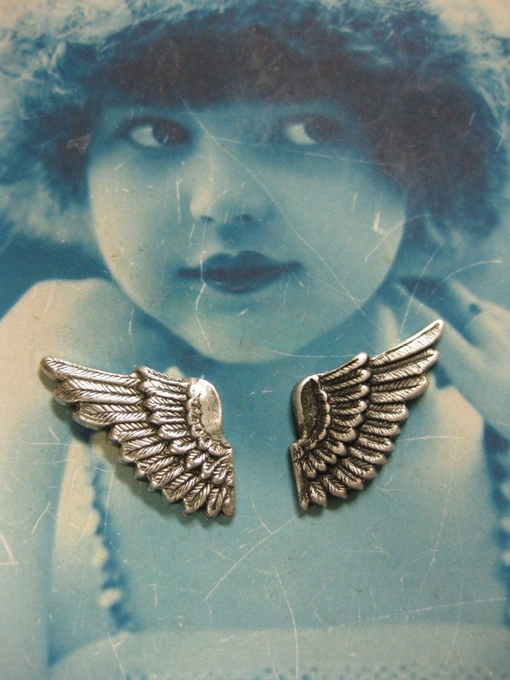 Stunning Silver Ox Plated Wings 369SOX x4
