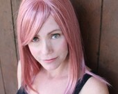 Summer SALE // Dark Cotton Candy Pink Wig// Long straight with Bangs