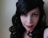 SALE// Rockabilly Black Wig // Heat Styleable // Curly Long Wig