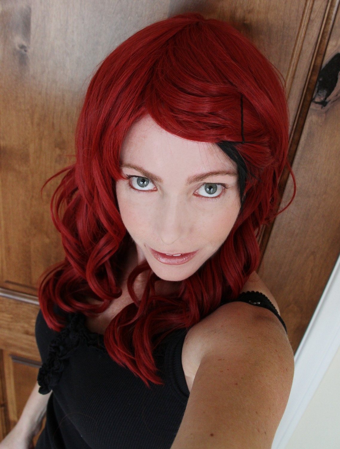 SALE //Auburn Red Wig with black streak / Fox Long Wavy or Straight Heat Styleable