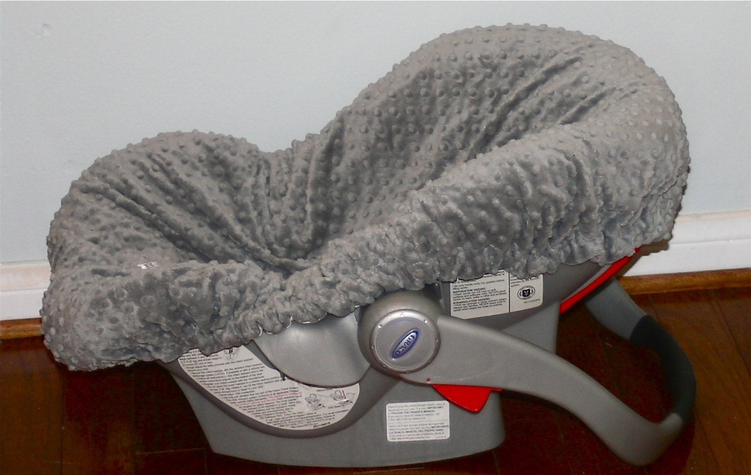 Grey minky Seat Slipcover- Fits ALL infant carseats