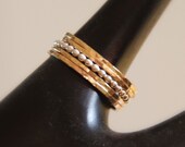 Set of 5.  4 stacking rings in 14k gold filled and 1 beaded, dotted stack ring in sterling silver, custom made in sizes 4,5,6,7,8,9,10
