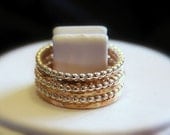 Hammered 6 Band 14k Gold fill  & Beaded Sterling Silver Stacking / Stackable / Stack Rings