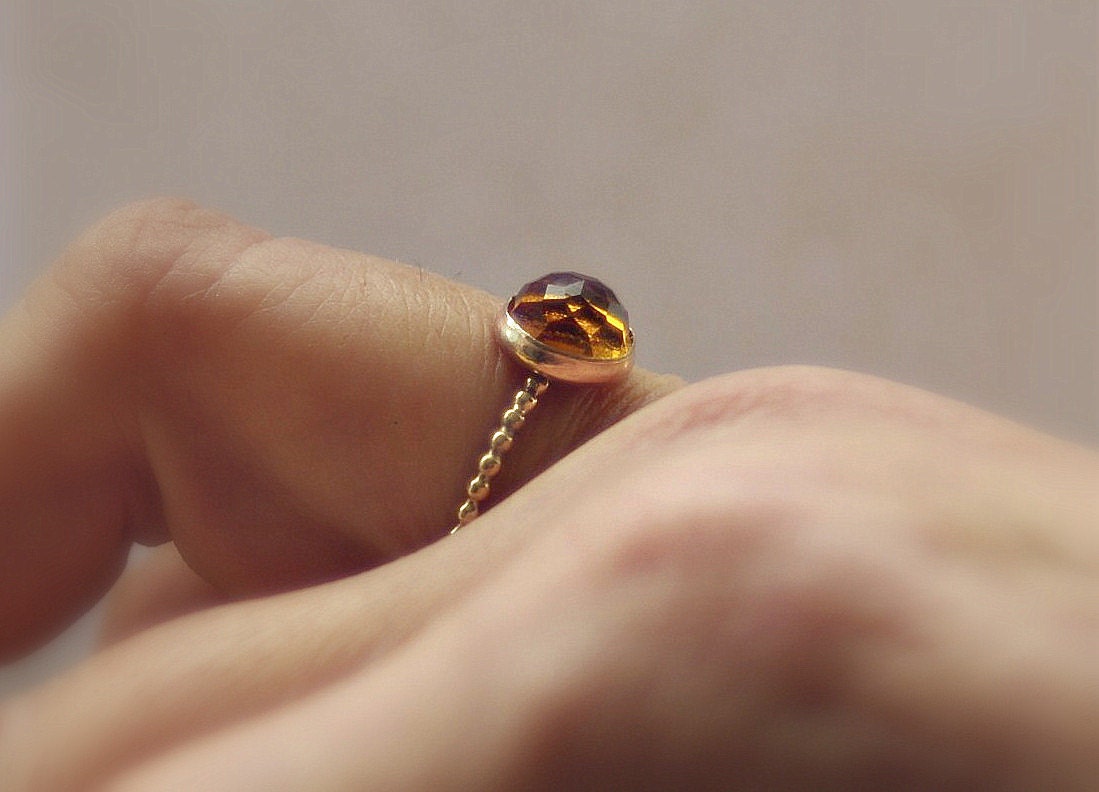 ROSE 14k gold filled Stackable- Stacking- Stacker- Gemstone- Citrine November Dainty Birthstone Stacking Ring