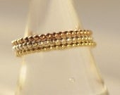 Tri color set of 3 Bands Yellow, Rose Gold, Silver Stackable Ring Set Mother's Day Gift