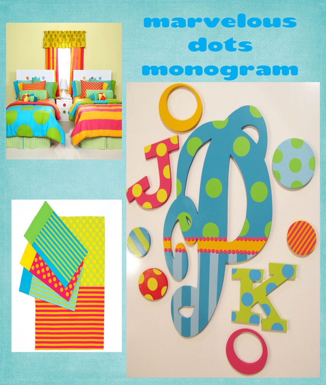 Custom Playful Monogram Wooden Letters and Marvelous Polka Dots