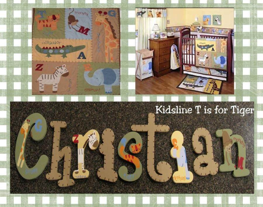 T is for Tiger Kidsline Zoo Hand Painted Wooden Nursery Wall Letters