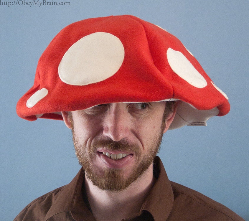 Fleece Mushroom Cap Floppy Hat Red