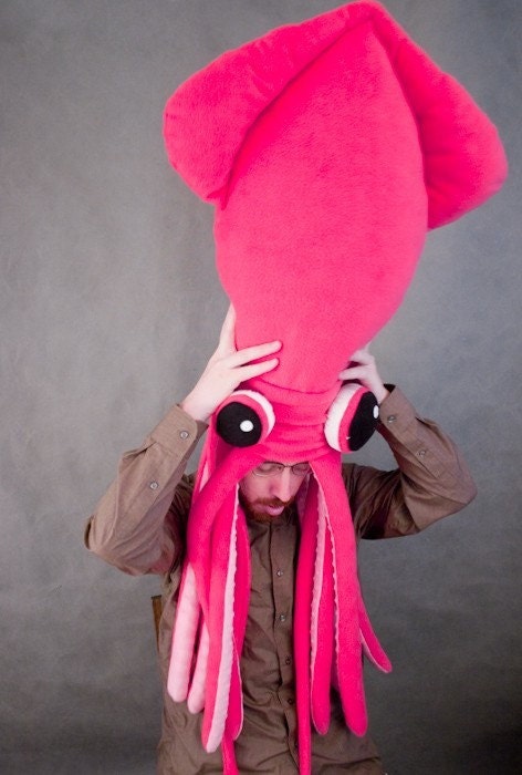 RESERVED for Studioxil Plush Giant Squid Pillow\/Cushion - Hot Pink\/Raspberry