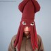 Large Plush Squid Hat - Burgundy