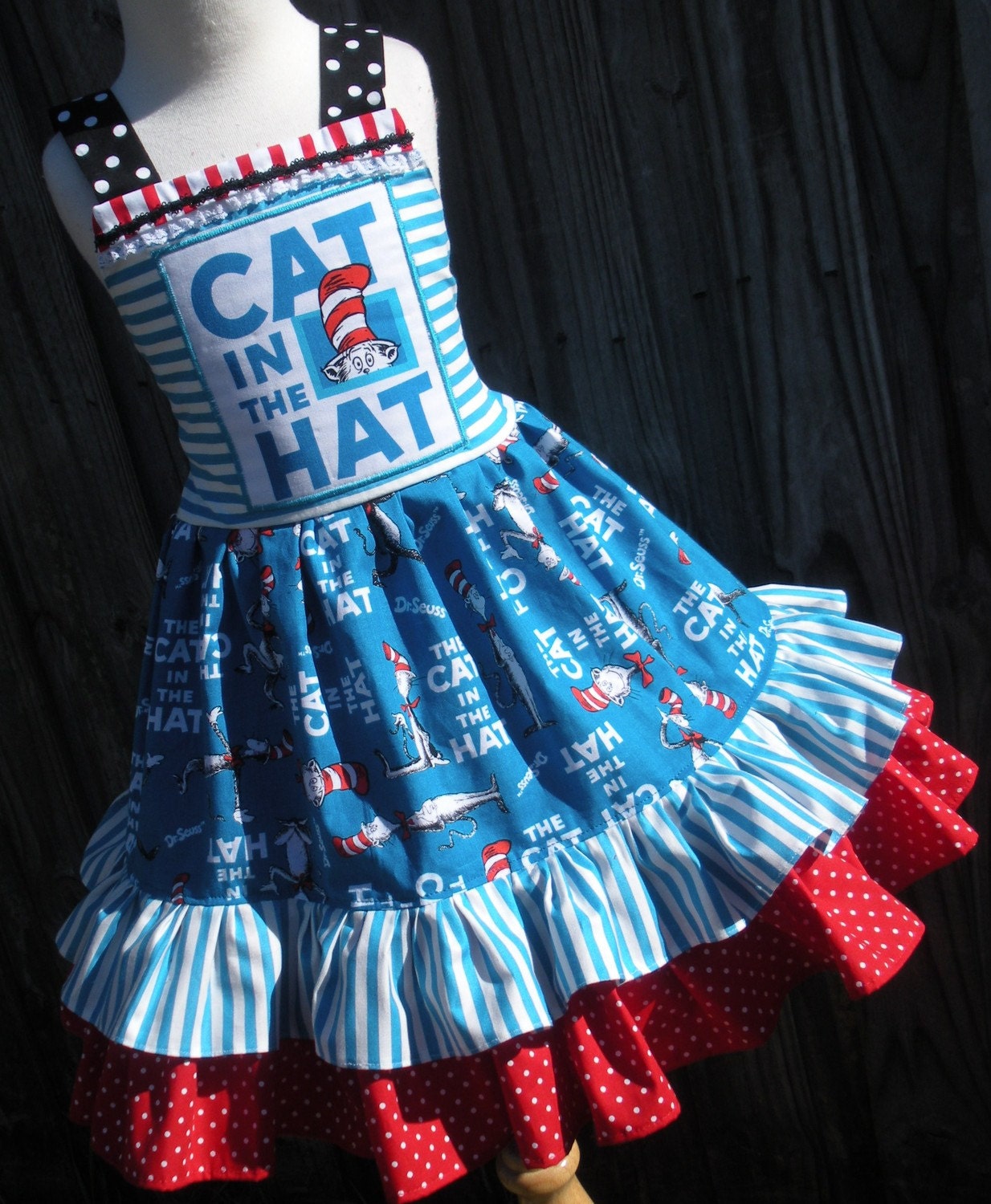 Custom Boutique Dr Seuss Fabric Cat in Hat Dress Jumper Birthday 2 3 4 5 6