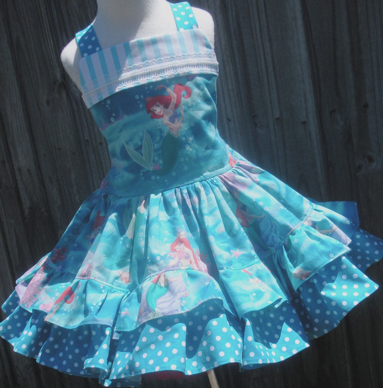Custom Boutique Disney Little Mermaid Ariel Dress Girl 2 3 4 5 6 7 8