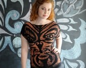 Custom Maori Tshirt   with Lace Insert Handsewn