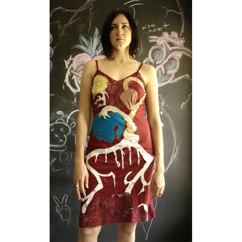 Scapular Art Dress Recycled Vintage Slip