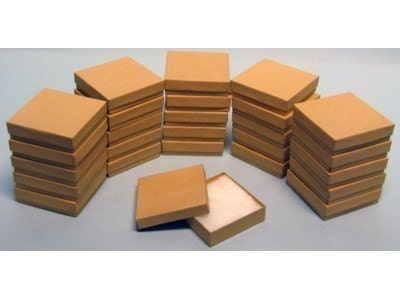 20 Pack Kraft 3.5 X 3.5 X 1 Inch  Size Cotton Filled Jewelry Presentation Gift Boxes