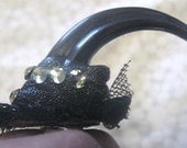 Faux Eagle Claw BLACK Crystal Adjustable Ring, Torture COuture, Gothic, Cosplay, Steampunk, Horror, Avant Garde, High Fashion
