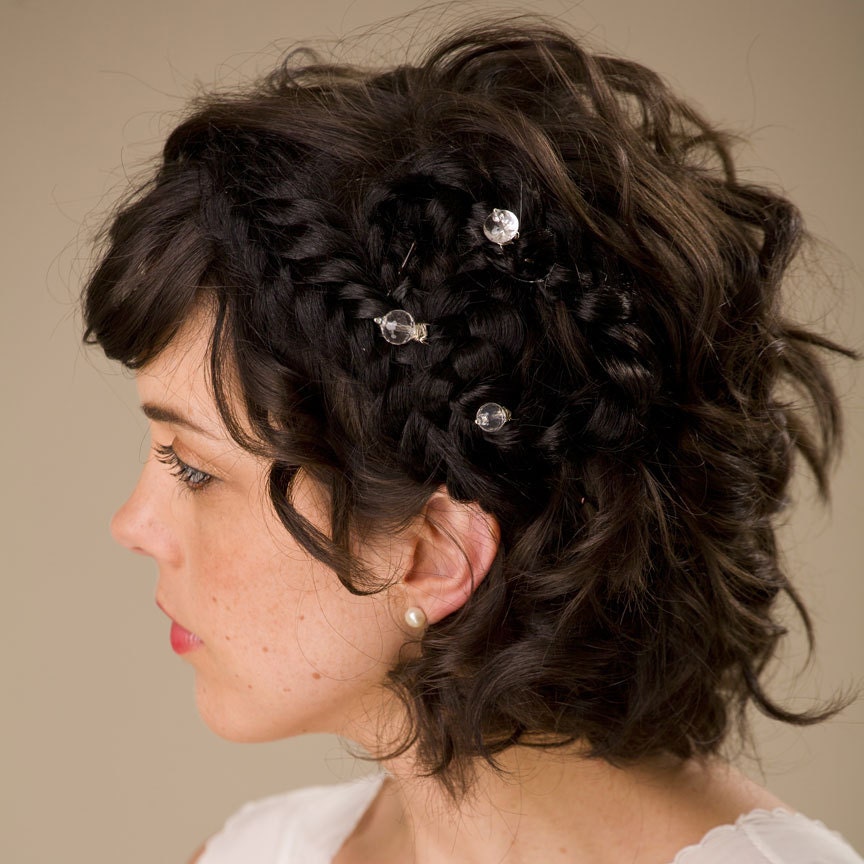 SAMPLE SALE Quartz Crystal Rhinestone Wedding Accessory Hair Pins