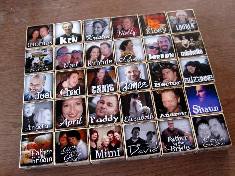 Personalized Photo PLACECARD blocks for your WEDDING- SPECIAL Flat Rate Box 2-  up to 36 blocks