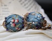 Lilygrace Embroidered Sky Blue Silk Embroidered Earrings with  Amethyst, Freshwater Seed Pearls and Sugalite