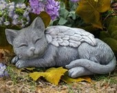 Angel Cat Statue - Cat Memorial Garden Sculpture in Concrete