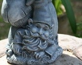 Gnome Planter, Bird Feeder or Bath Garden Decor in Solid Concrete