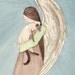 Siamese cat cradled by angel / Lynch signed folk art print