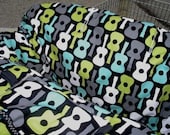 Shopping cart cover  for boy or girl  Boutique Shopping Cart Cover.....Groovy Guitars...Lagoon