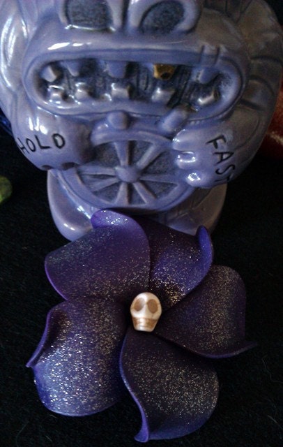 Purple Passion Plumeria, Hawaiian hair flower, purple passion day of the dead plumeria