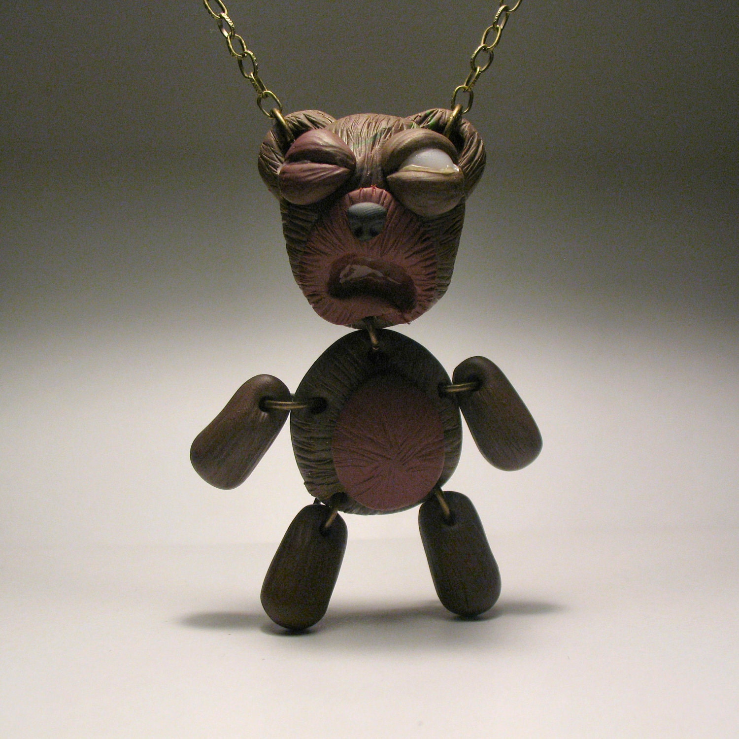 Zombie Bear Necklace - Wearable Art Doll